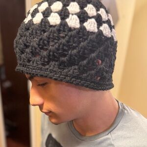 Black and White Knit Winter Hat